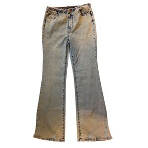 Machine Jeans Womens 13 Acid Wash Flare Jeans High Rise Distressed Y2K NWT